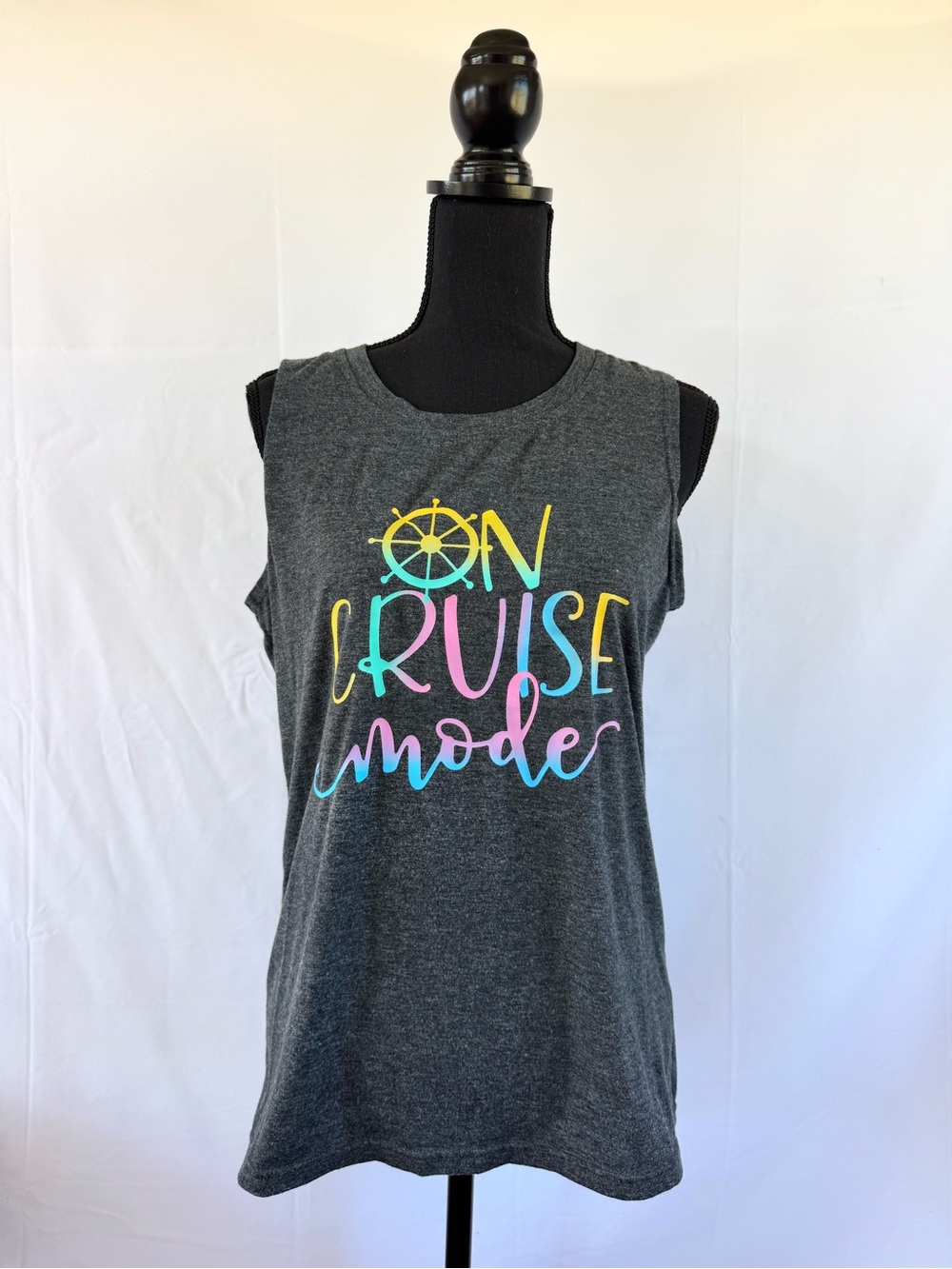 On Cruise Mode Graphic Tank Top - Dark Gray